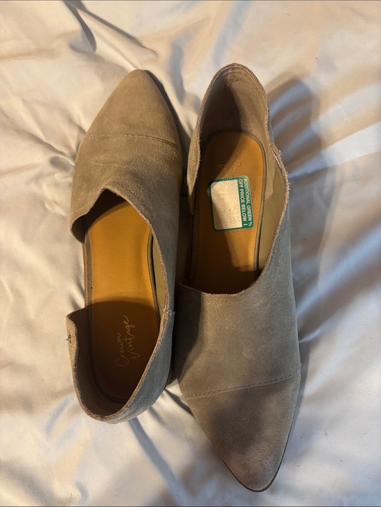 Crown Vintage Shoes - Crown Vintage Women's Pointed Suede Flats in Taupe Gray